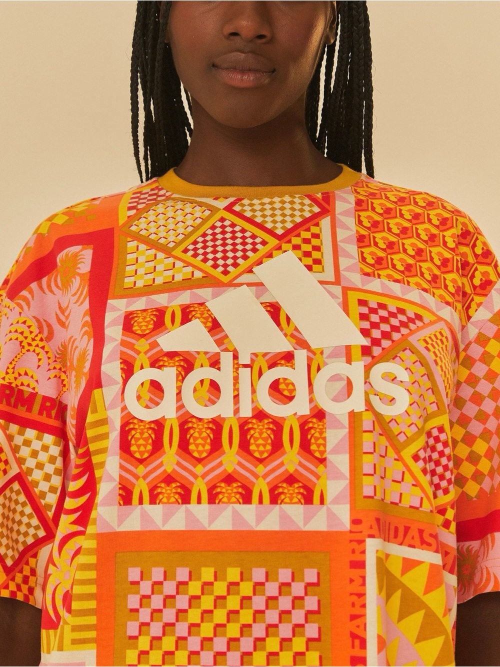Adidas x Farm Rio Tropical Graphic T Shirt Dress Rio Print Size M - Picture 3 of 5